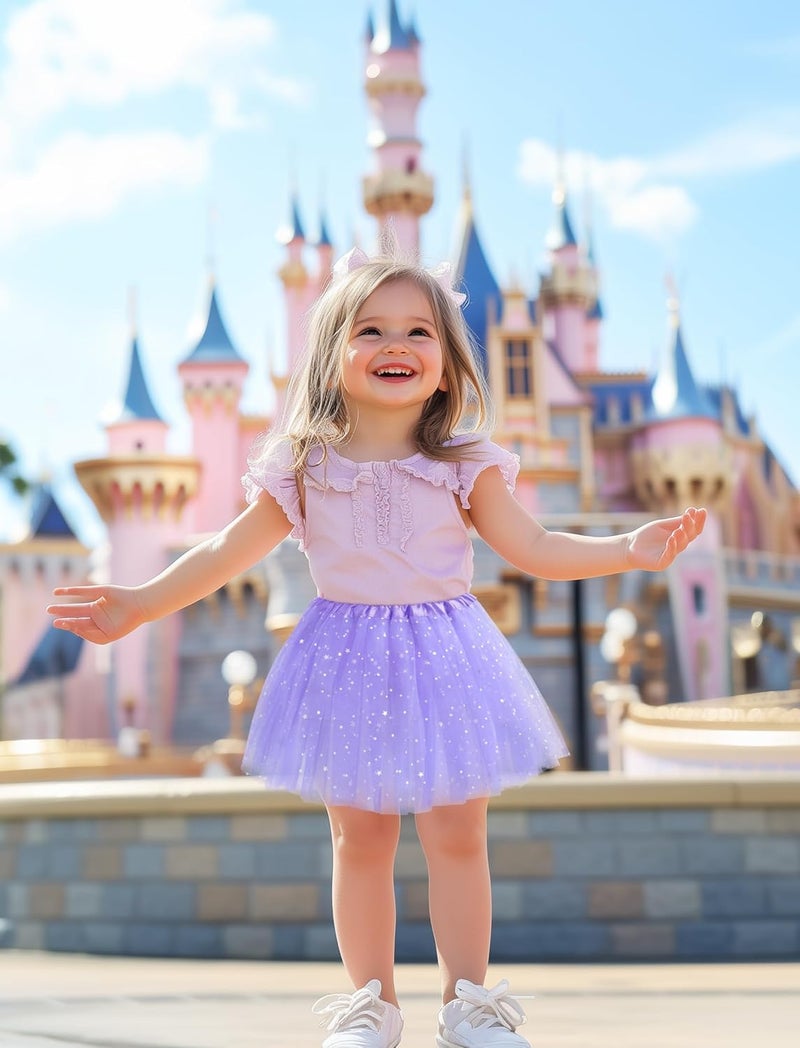 Lainlight Store Tutu for Girls Stars Sequins Princess Ballet Dress Tulle Skirt for Girls 4-12 Years 3 Layered - Image 4